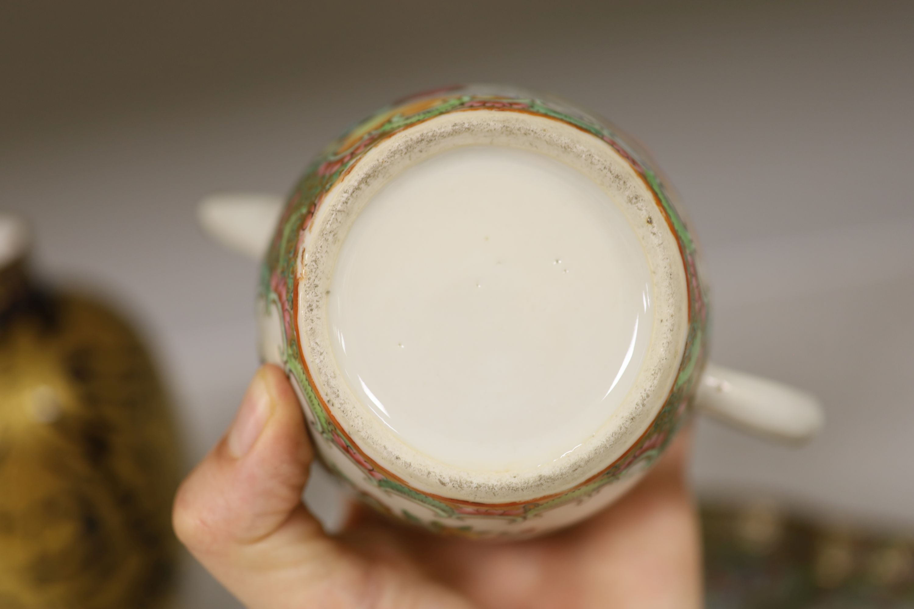 A 19th century Chinese famille rose five piece porcelain tea set